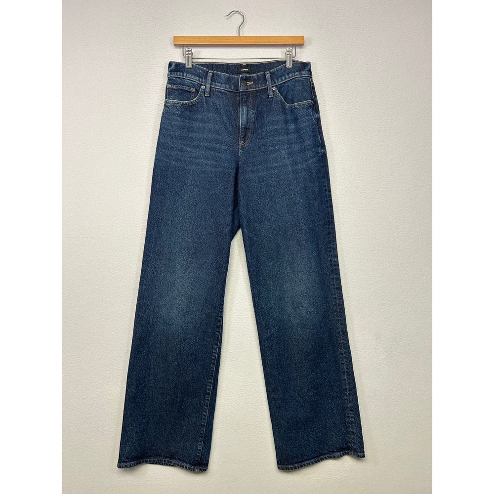Modern Minimalist Express Womens 8L Blue Wide Leg High Rise Stretch Jeans